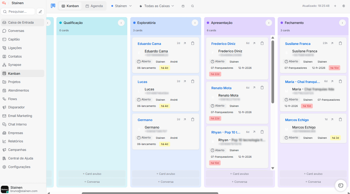 Kanban CRM do RockZap